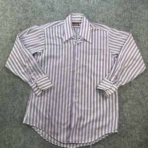 Vintage 70s Shirt Men Large 15.5 Purple Stripe Butterfly Collar Mod Made in USA